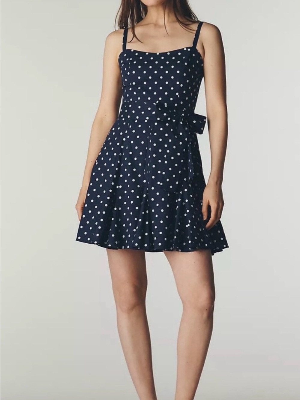 Steve Madden Dasia Polka Dot Stretch Cotton Sailer Blue Mini Dress